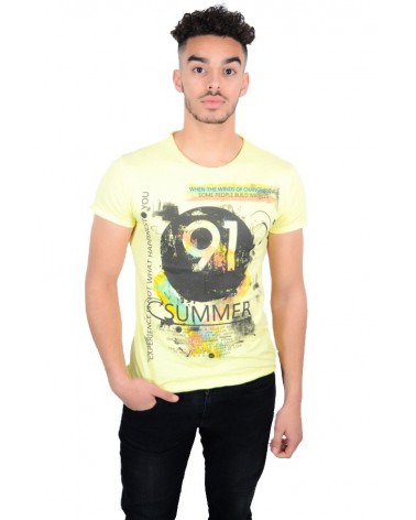 T-shirt jaune moif simple Summer