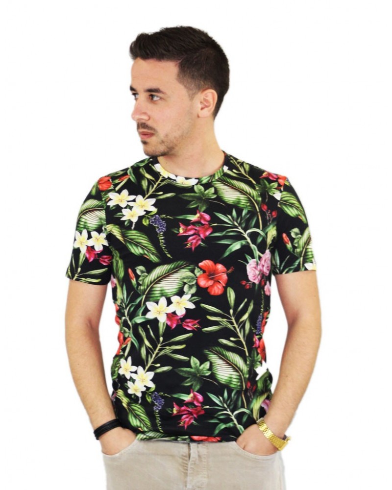 T-shirt à fleurs oversize made in Italy